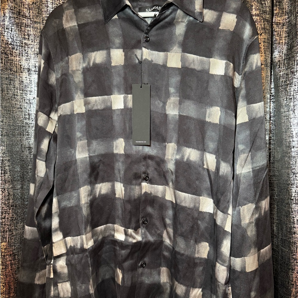 Nahmias long sleeve watercolor plaid button up